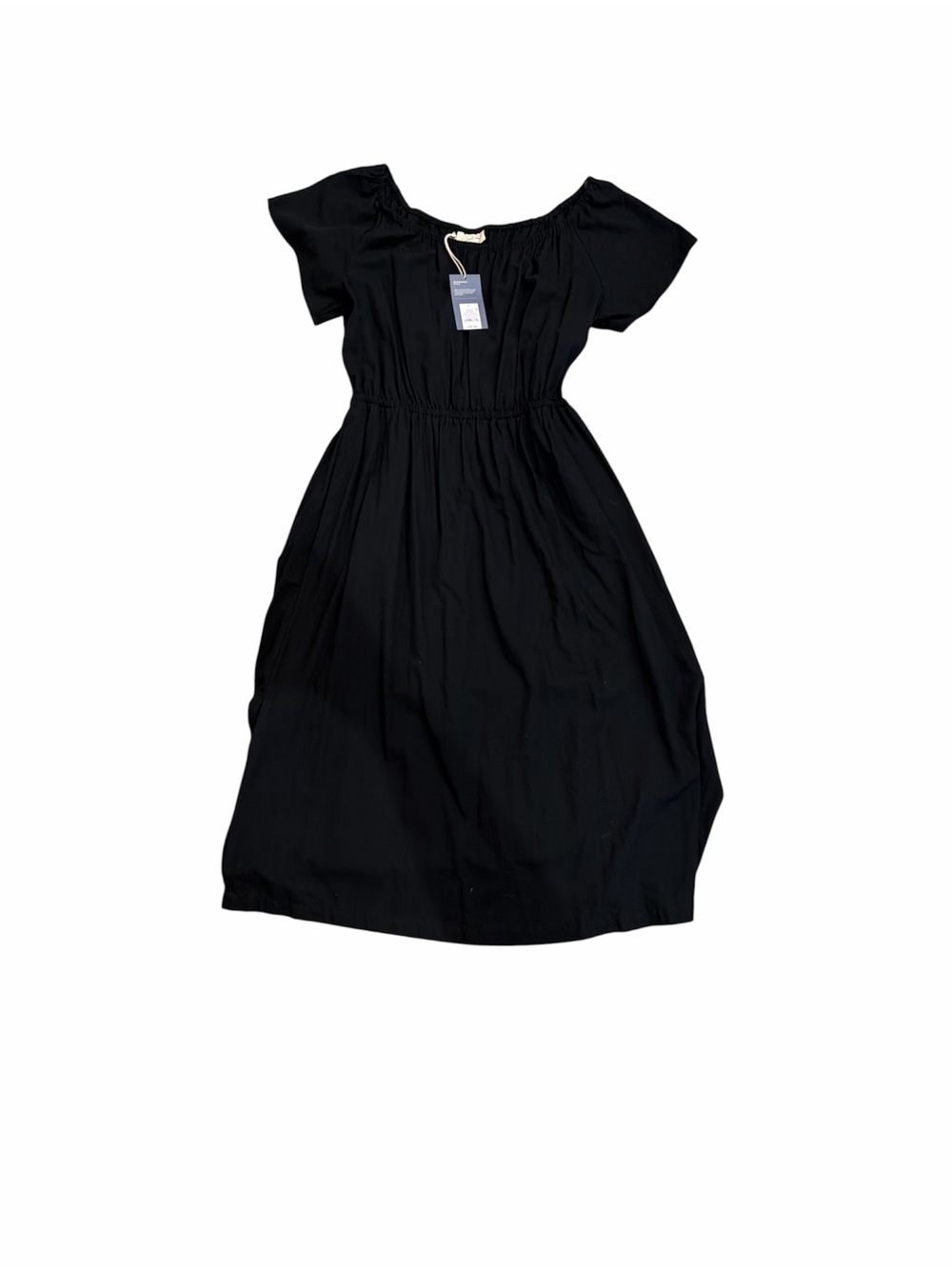 Universal Thread Black Short-Sleeve Casual Midi Dress